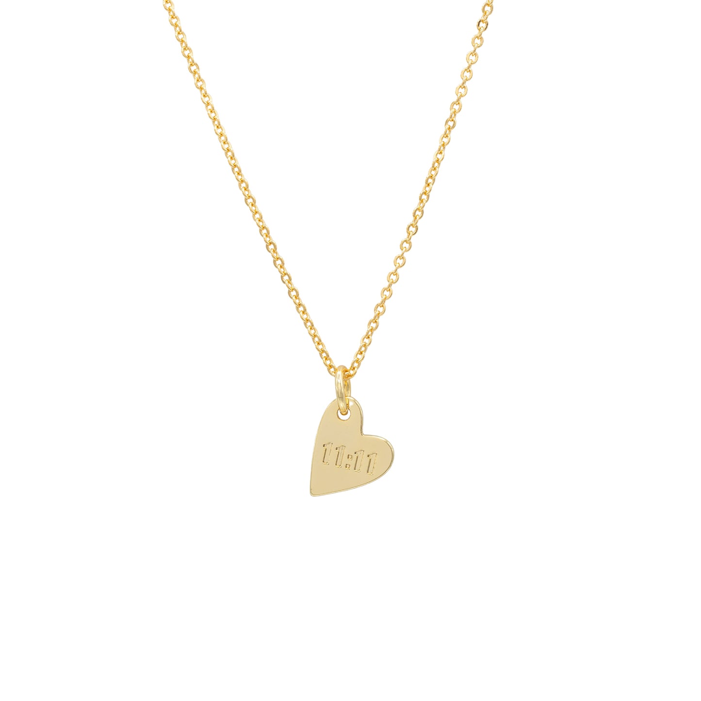 11:11 Angel Number Heart Necklace 14k Gold or Sterling Gift