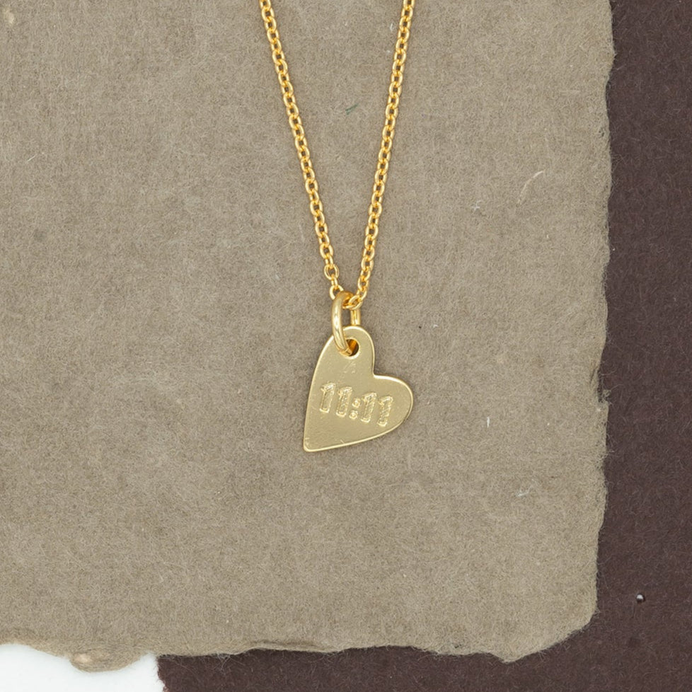 11:11 Angel Number Heart Necklace 14k Gold or Sterling Gift