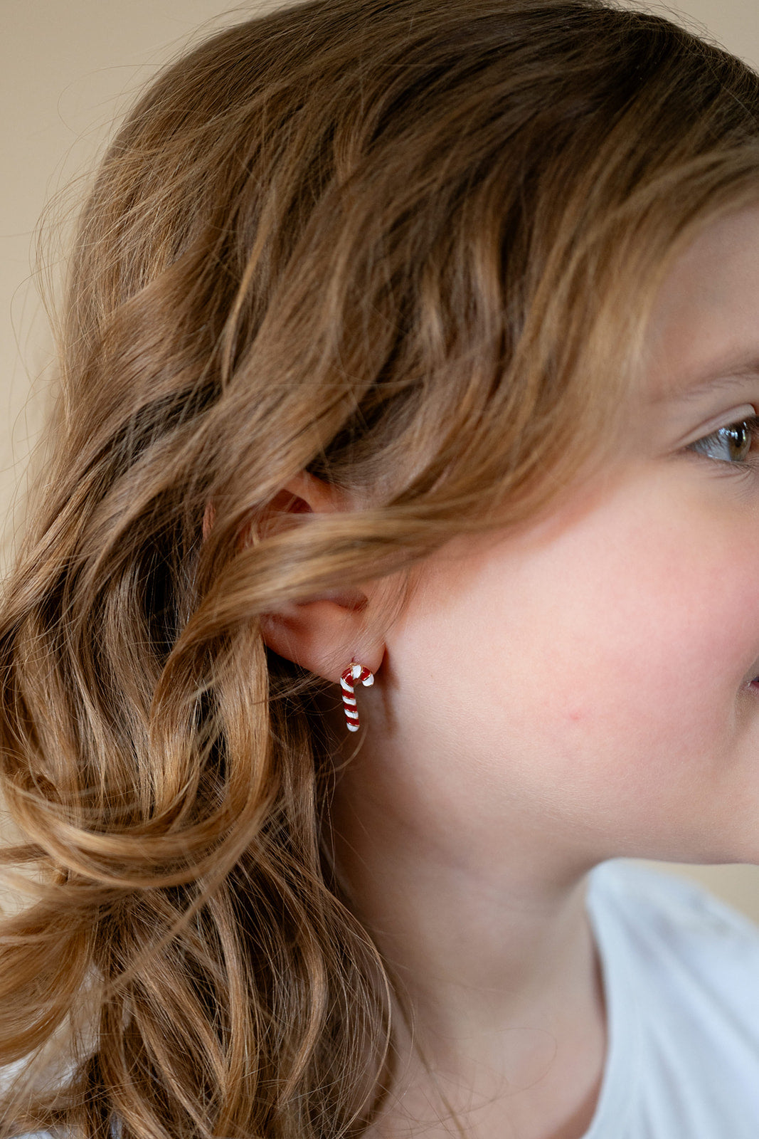 Children’s Candy Cane Post Earrings – Red and White Holiday Earrings with Sterling Silver Back