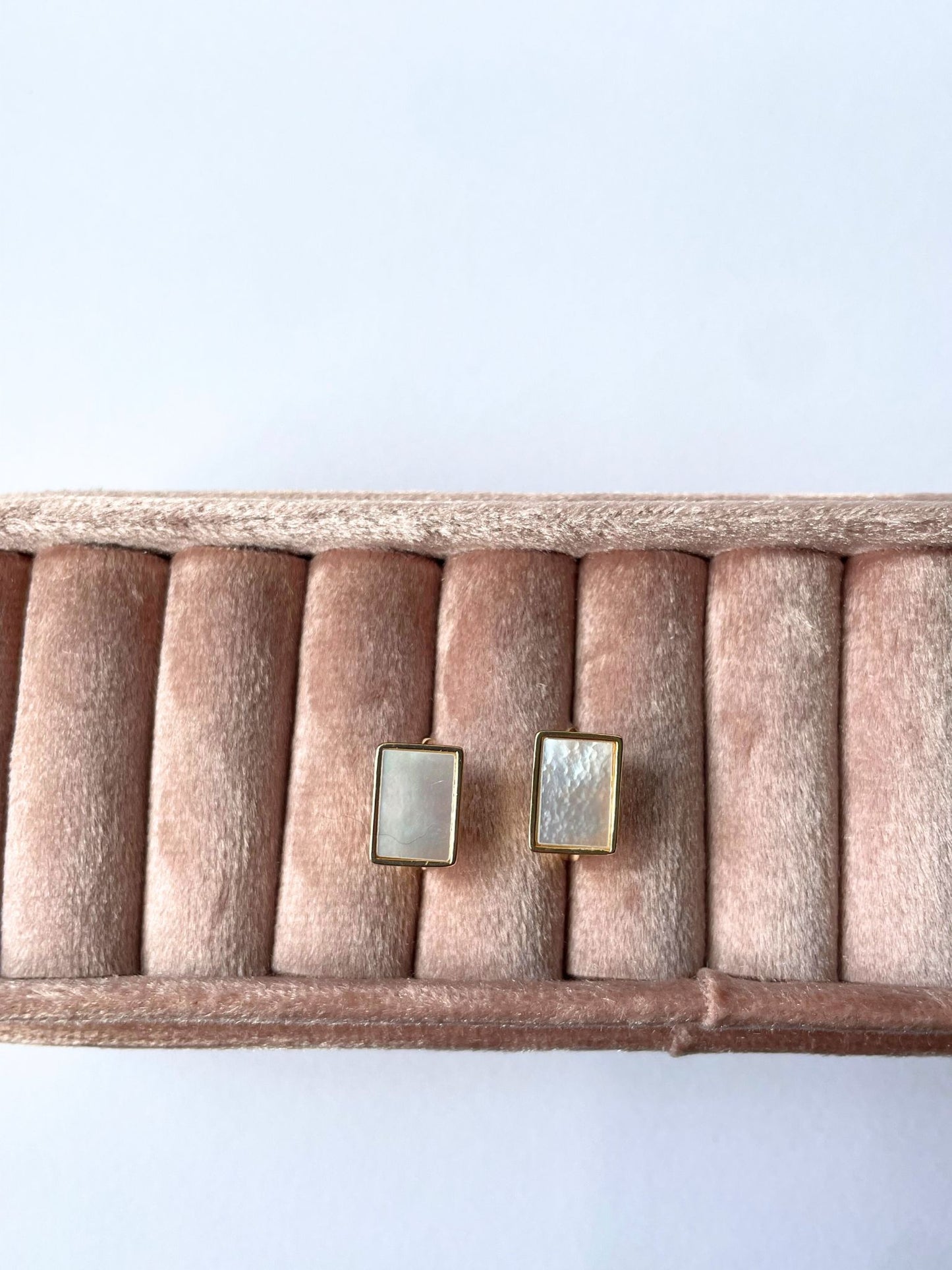 Mother of Pearl Huggie 14k Gold or Sterling Silver Earring