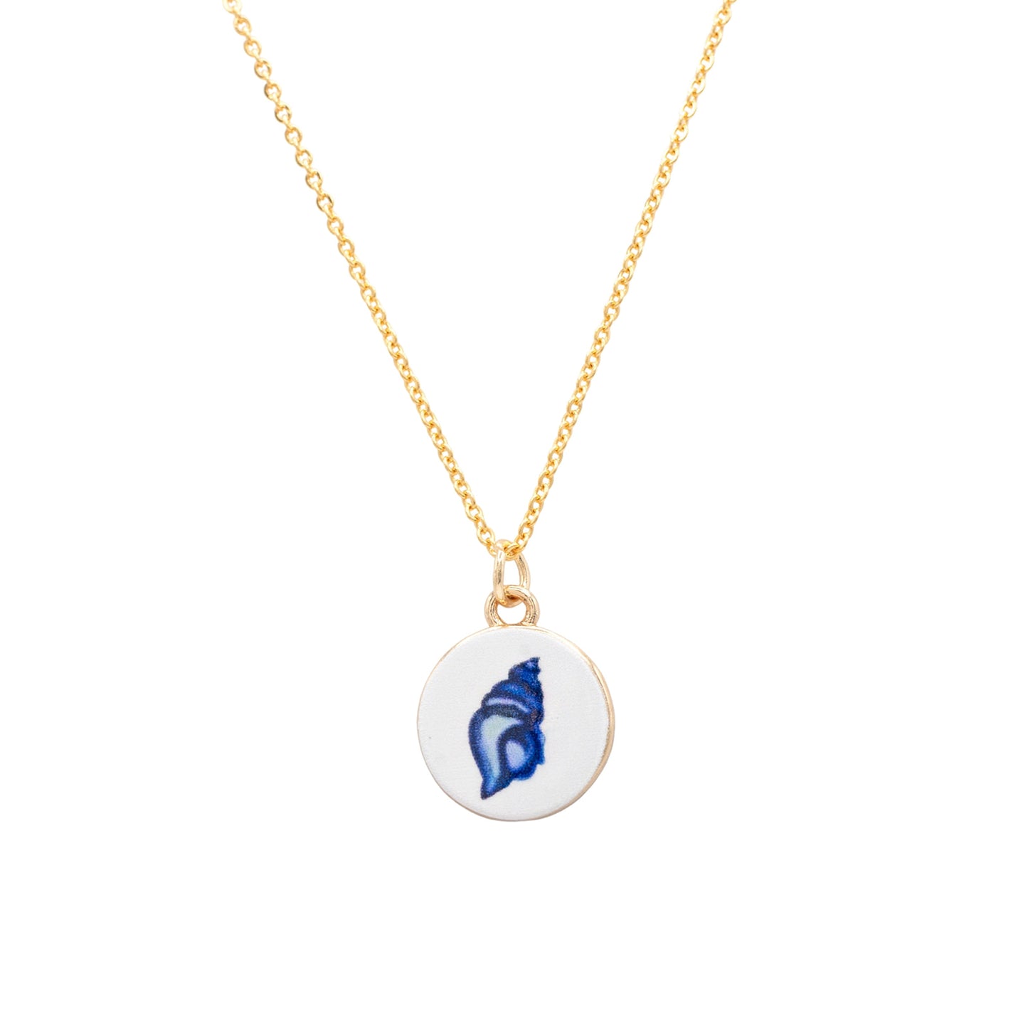 Enamel Conch Shell Charm 14k Gold Necklace Hypoallergenic