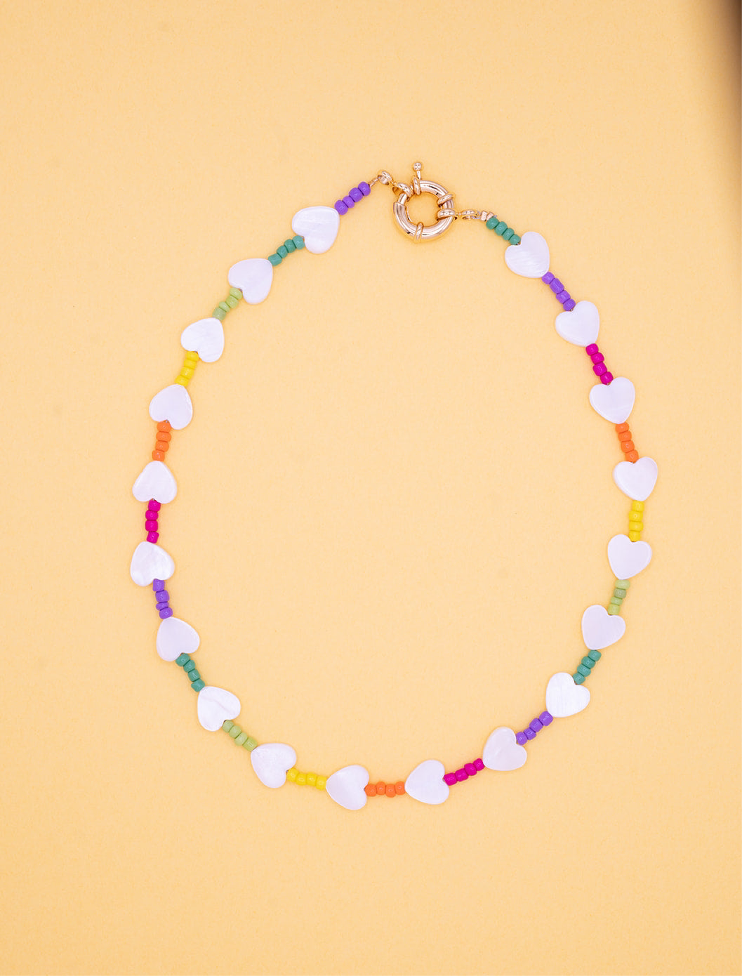 Rainbow Bead Heart Necklace Children's Jewelry Gift Giving