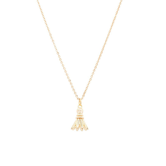 14k Gold Badminton Birdie Shuttlecock Charm Necklace Sports