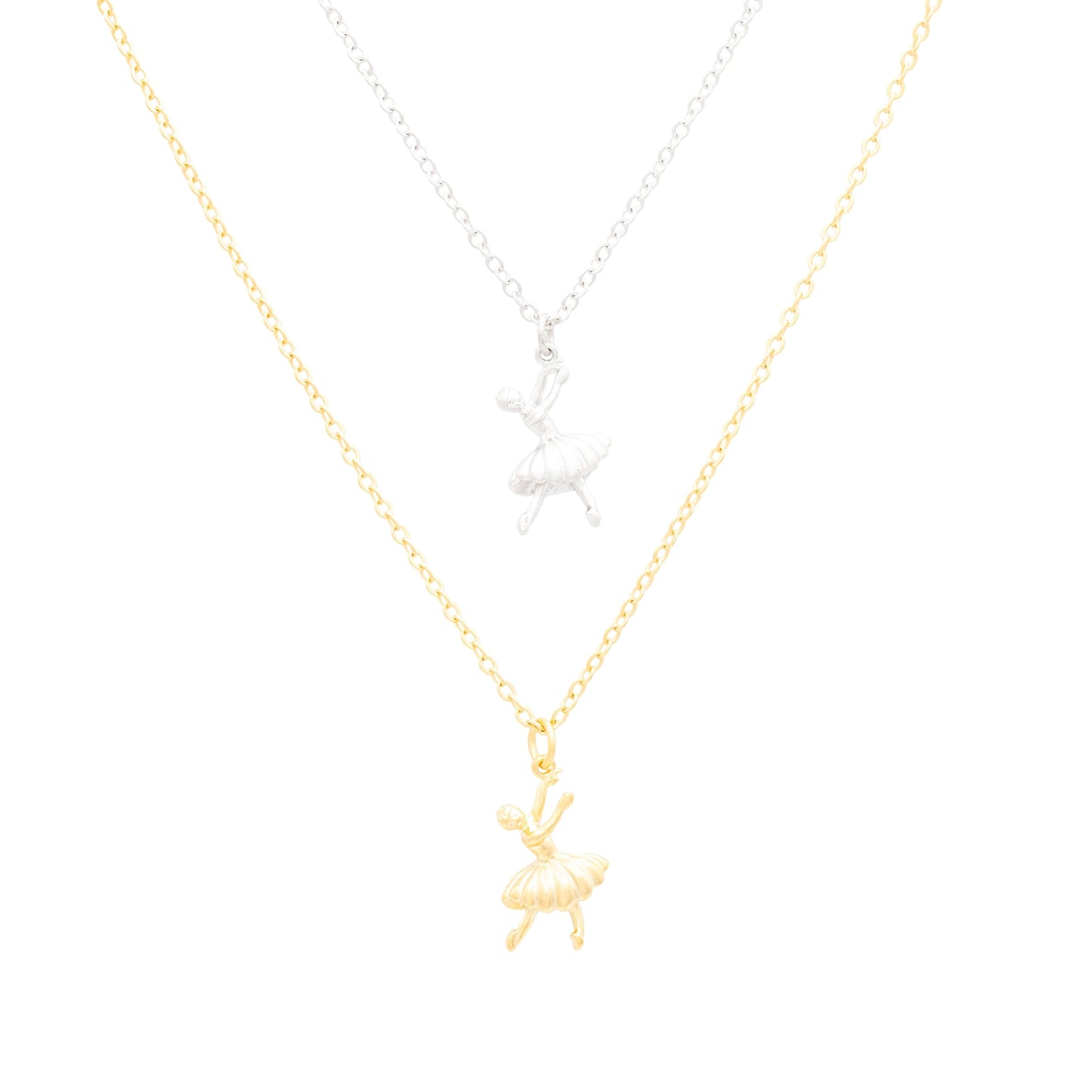 14k Gold or Sterling Silver Ballerina Charm Pendant Dainty Necklace