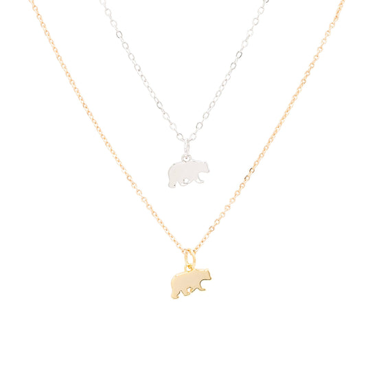 14k Gold or Sterling Silver Bear Charm Pendant Dainty Animal Necklace