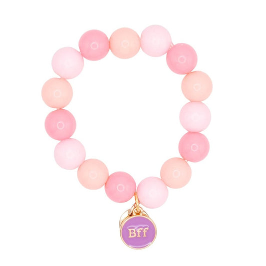 Children’s Beaded Stretch Bracelet with Purple BFF Charm – Designed Specifically for Kids’ Wrists