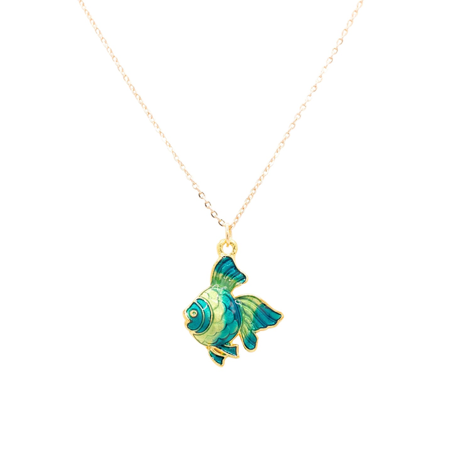 Blue Fish Enamel Charm Necklace