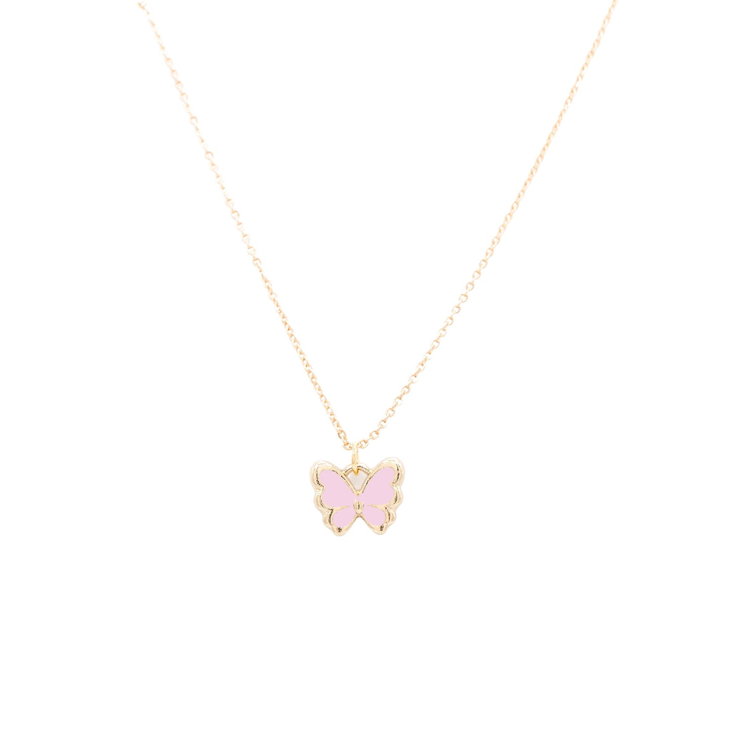 Lilac or Pink Butterfly Enamel Charm Pendant Necklace Children's Jewelry