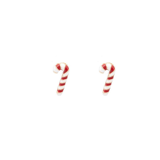 Children’s Candy Cane Post Earrings – Red and White Holiday Earrings with Sterling Silver Back