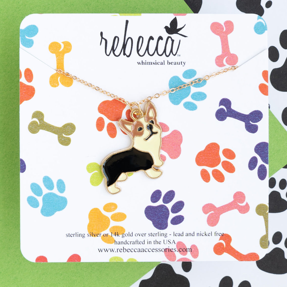 Children’s Corgi Dog Charm Necklace on a 14" Chain with 2" Extender – Hypoallergenic Jewelry for Kids and Adults