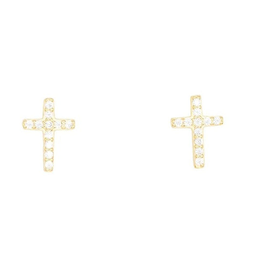 Cross Cubic Zirconia Post Stud Earring Religion Spiritual