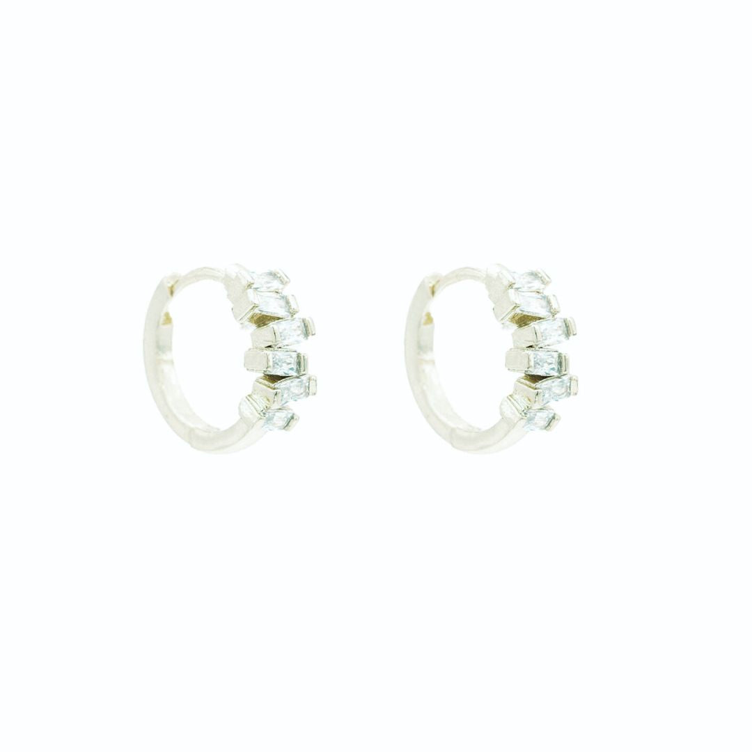 Sterling Silver or 14k Gold Cubic Zirconia Huggie Hoop Earring