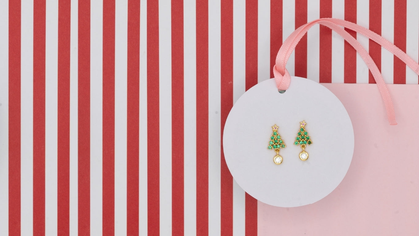 Gemstone Christmas Tree Post Stud Earrings by Rebecca Accessoires