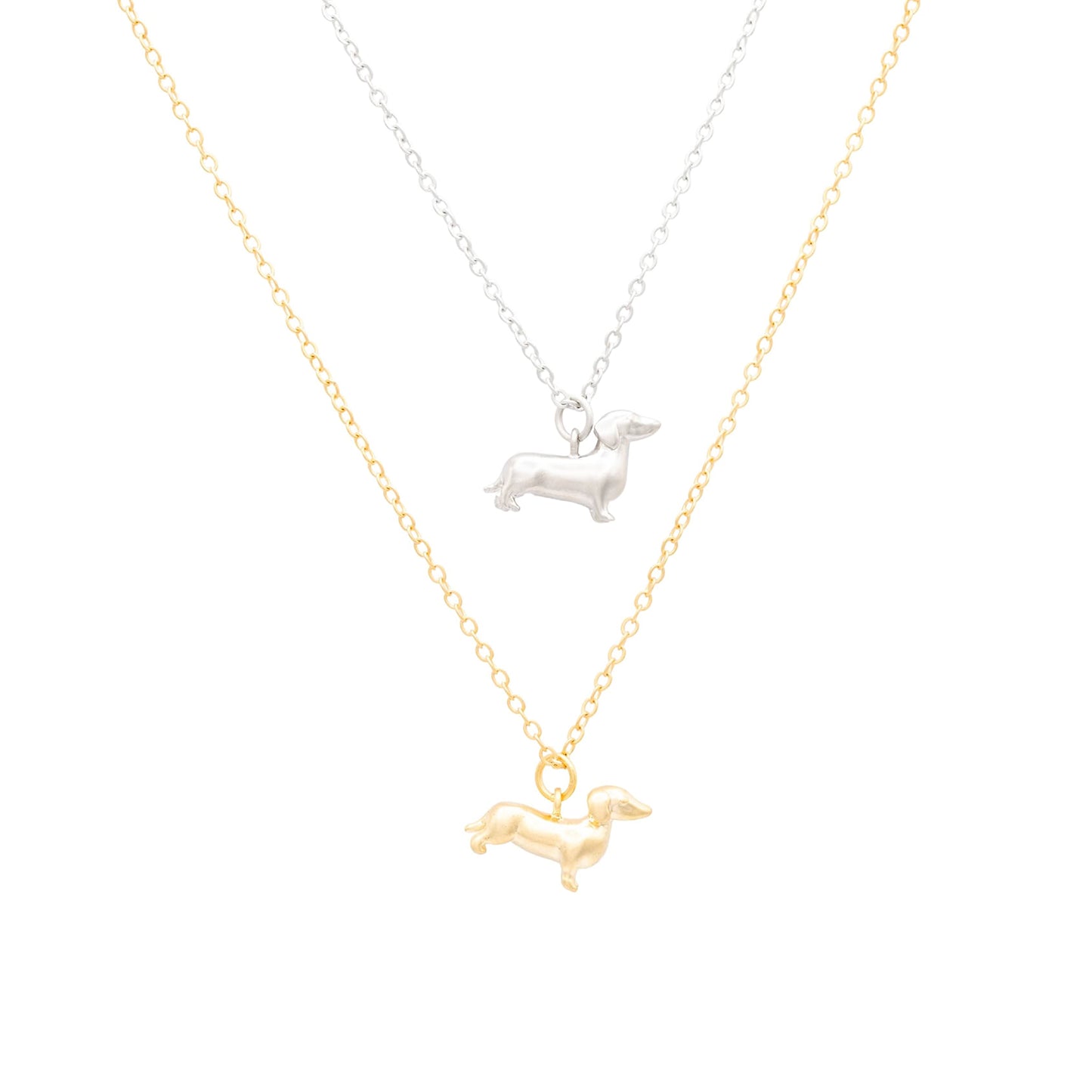14k Gold or Sterling Silver Dachshund Charm Pendant Animal Pet Dog Necklace