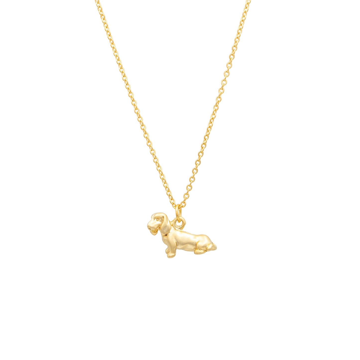 14k Gold or Silver Dachshund Sitting Dog Charm Necklace Hypoallergenic Gift