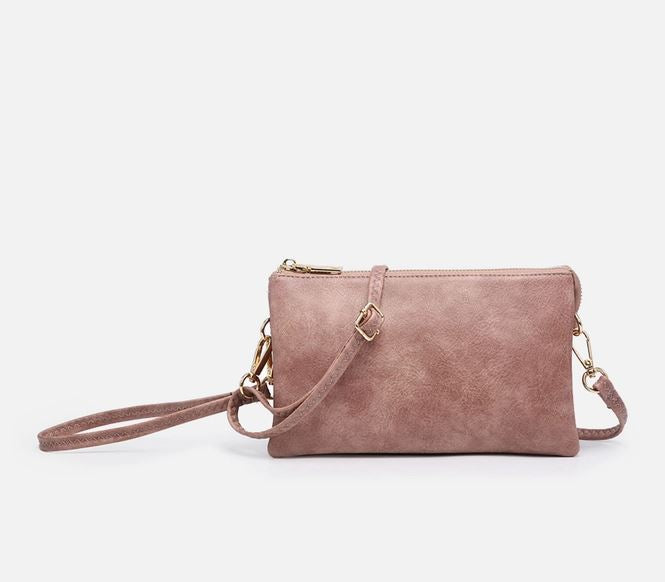 10 Colors Faux Leather Riley Monogrammable 3 Compartment Crossbody and Wristlet