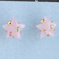 Pink Jade Star Cubic Zirconia Post Stud Earring Gold