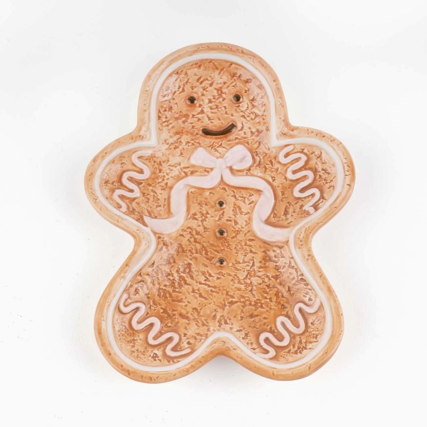 Gingerbread Holiday Dessert Plate – Festive Ceramic Christmas Serving Plate