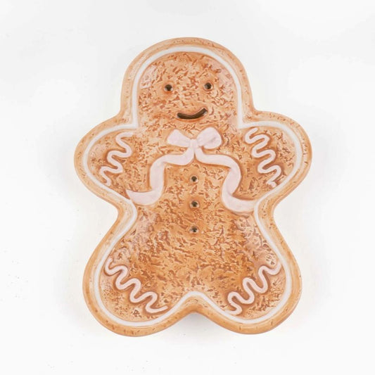 Gingerbread Holiday Dessert Plate – Festive Ceramic Christmas Serving Plate