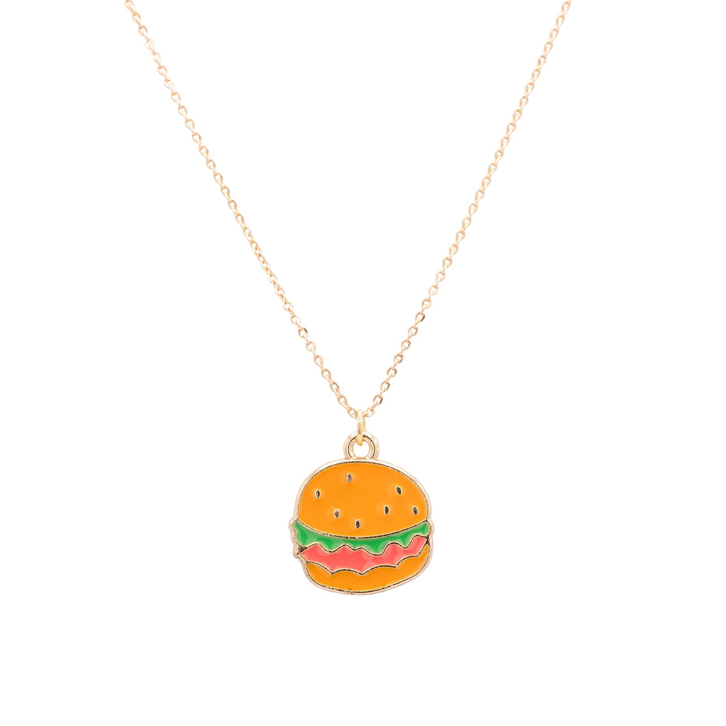 Hamburger Enamel Charm Necklace Children's Jewelry