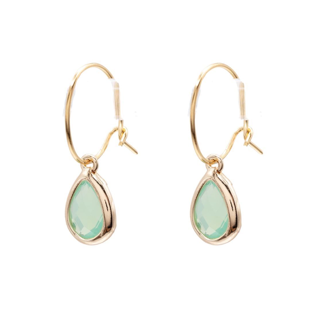 Mini Gemstone Teardrop Huggie Hoop Earring Gift Customize