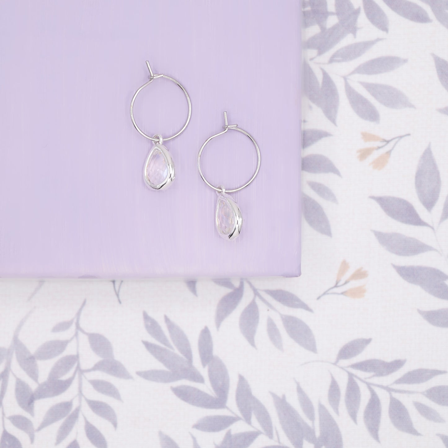 Mini Gemstone Teardrop Huggie Hoop Earring Gift Customize