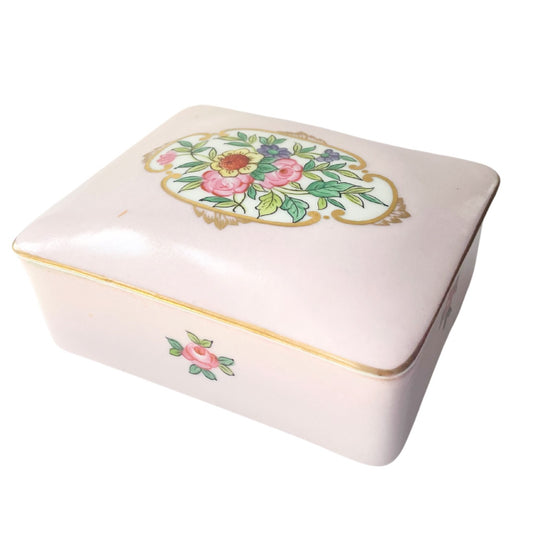 20th Century Vintage Vista Alegra Pink Floral Ceramic Trinket Box