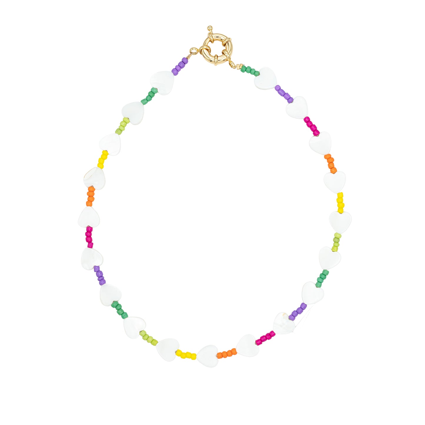 Rainbow Bead Heart Necklace Children's Jewelry Gift Giving