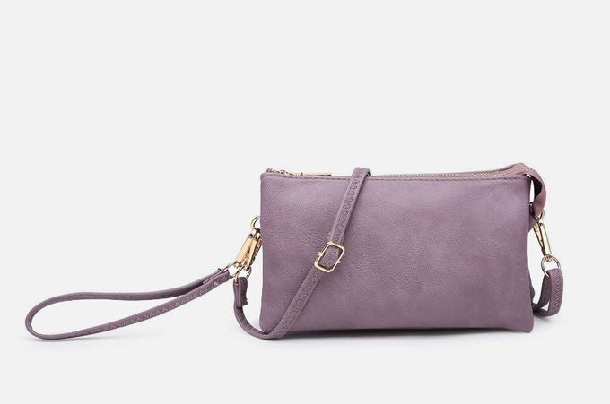 10 Colors Faux Leather Riley Monogrammable 3 Compartment Crossbody and Wristlet