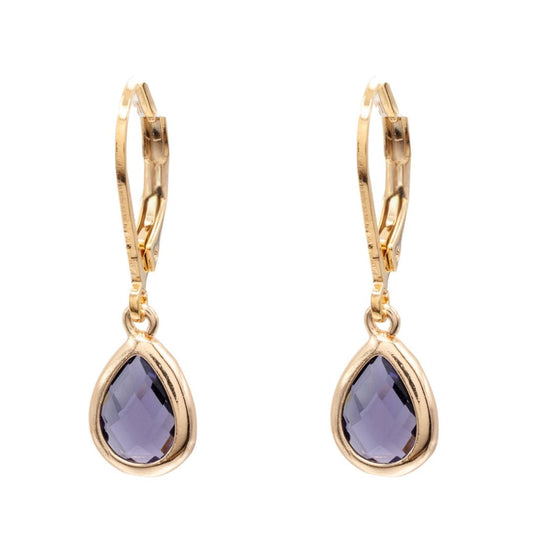 14k Gold or Sterling Silver Mini Gemstone Teardrop Leverback Earring Gift Customize
