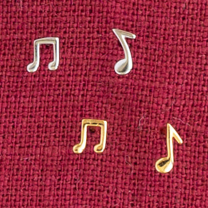 14k Gold or Sterling Silver Mini Music Note Post Earrings