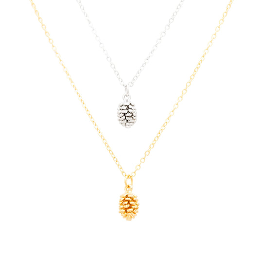 14k Gold or Sterling Silver Pinecone Charm Pendant Nature Necklace