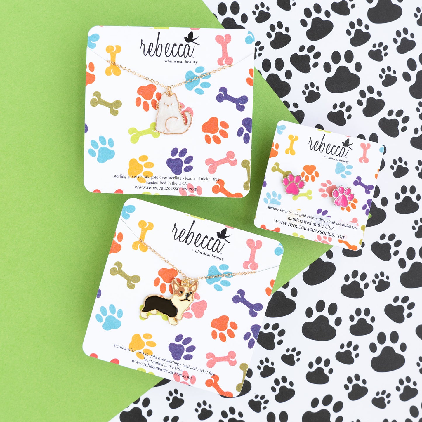 Pink Paw Print Animal Enamel Post Stud Earring Children's