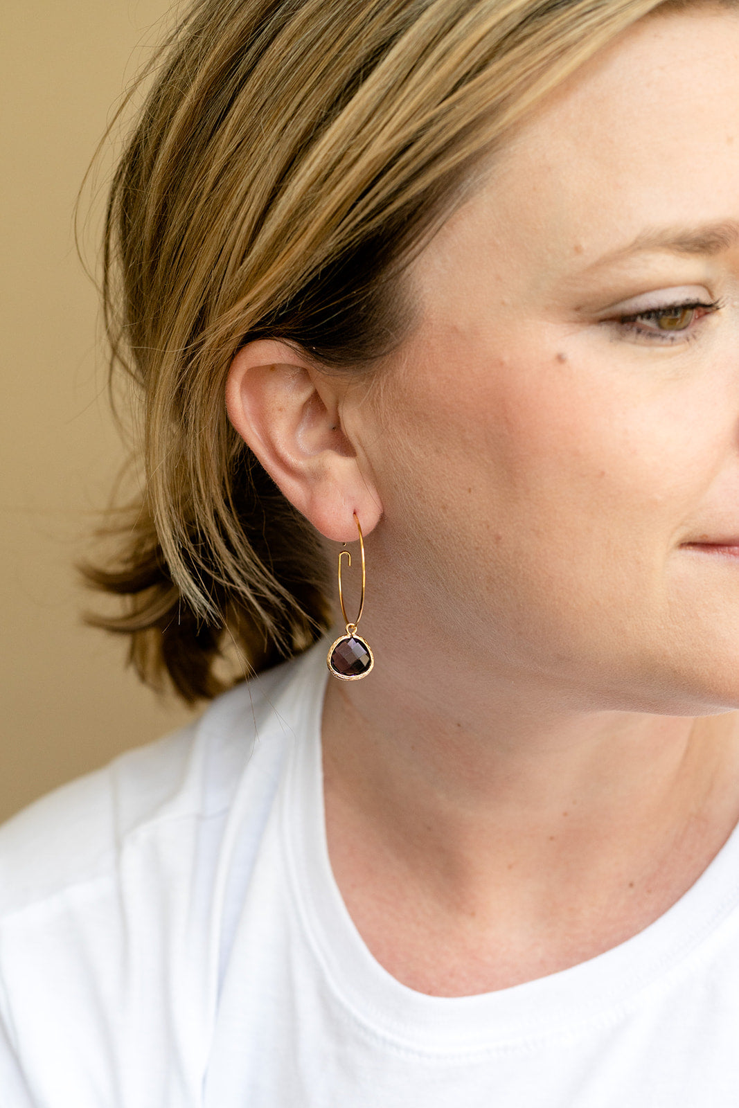 Faceted Glass Gemstone Hoop Earrings – Sterling Silver or 14K Gold Over Sterling | Elegant Statement Jewelry