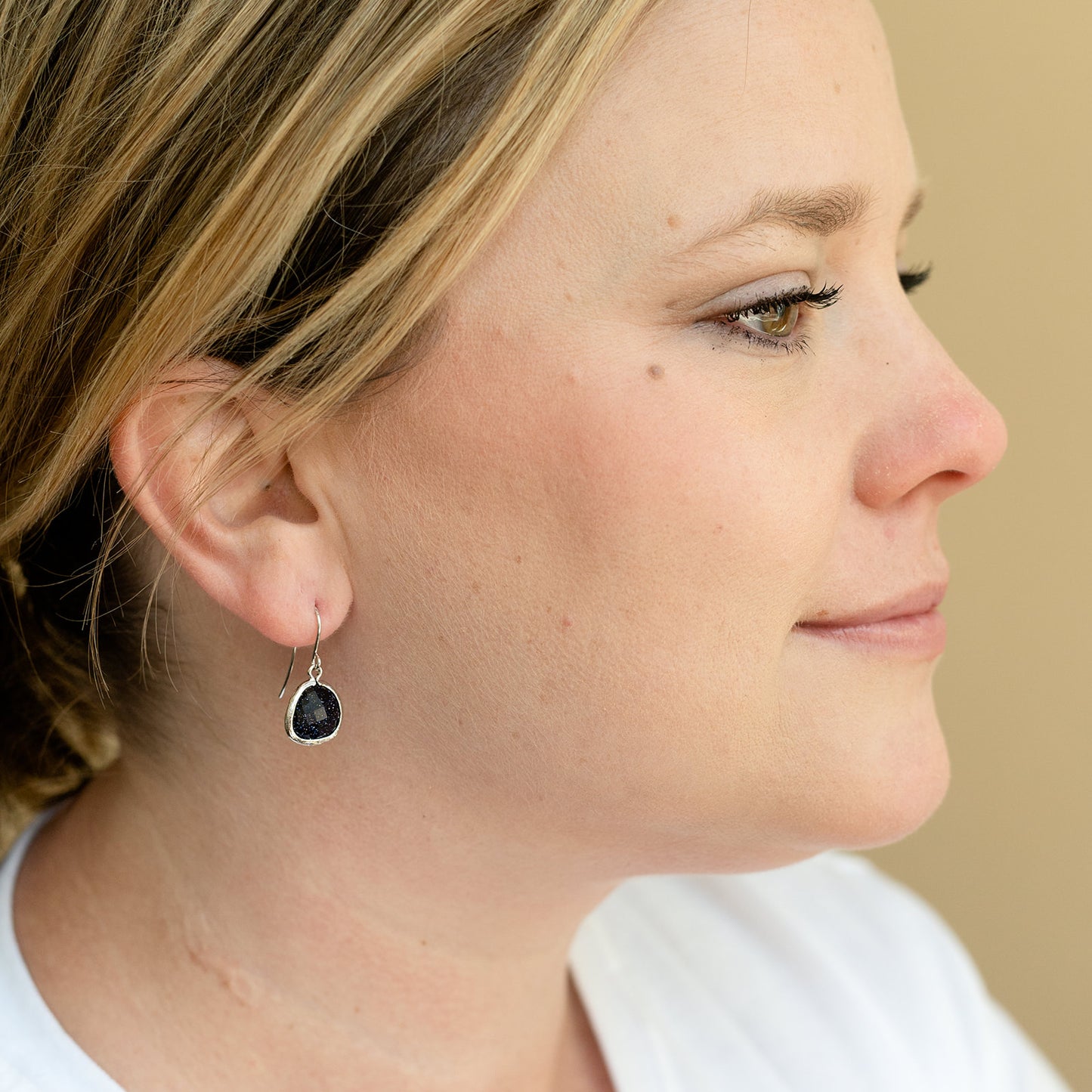 Gemstone Fish Hook Earring