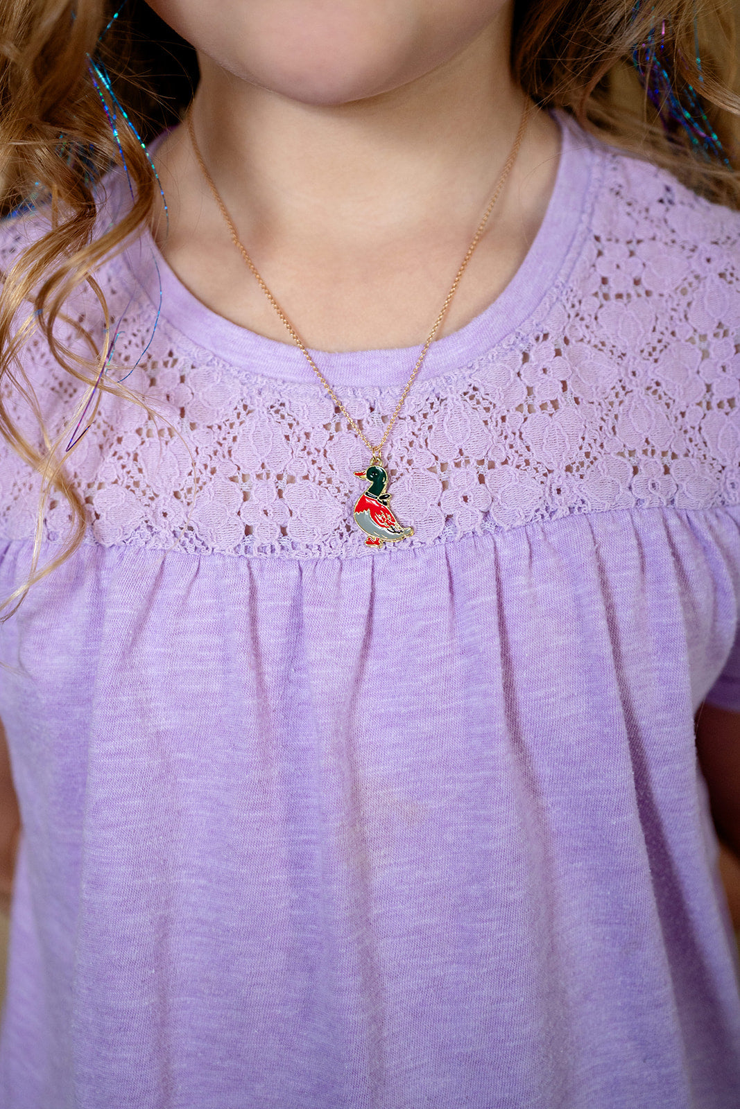Duck Mallard Enamel Charm Necklace Children's Jewelry