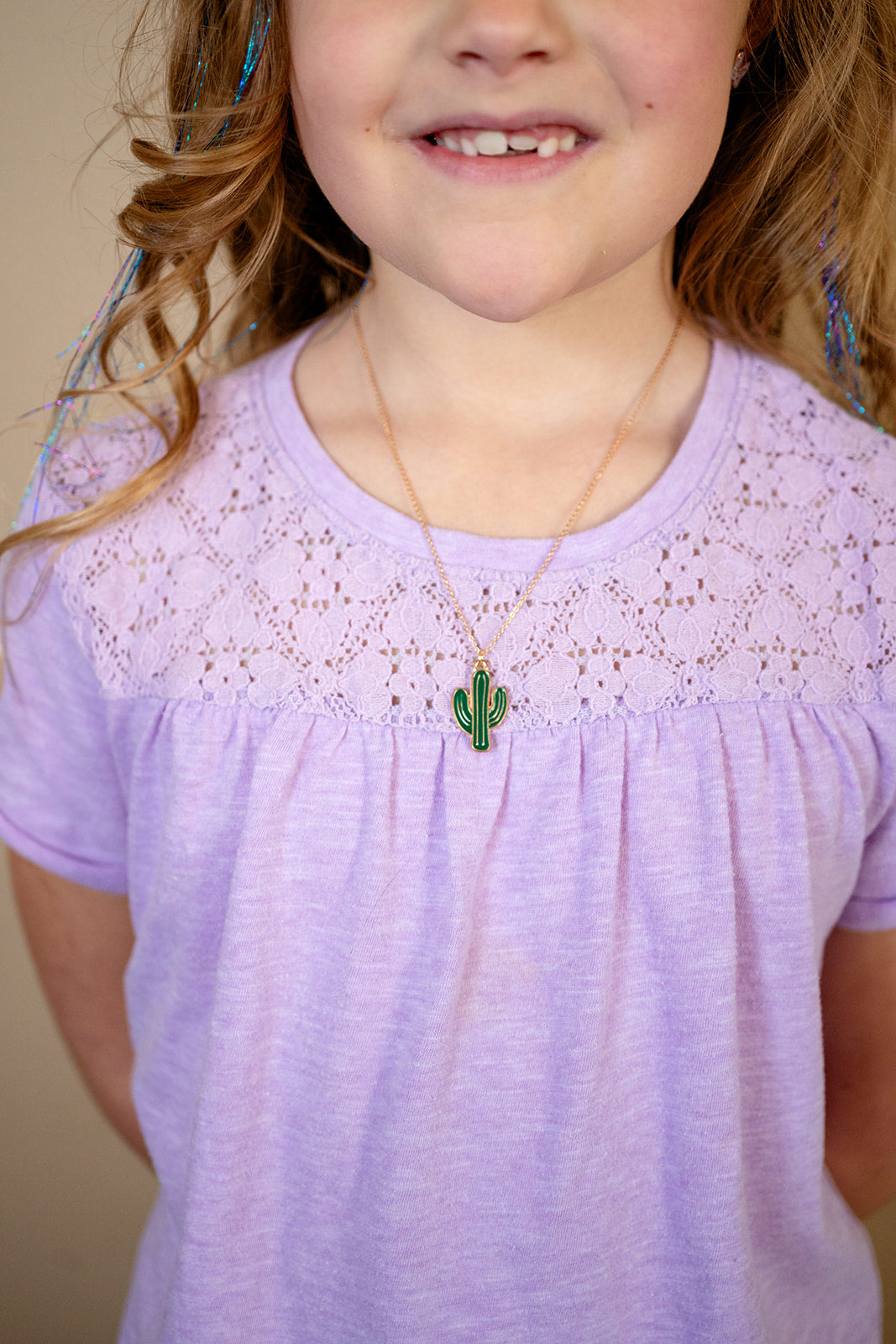 Cactus Enamel Charm Necklace Children's Jewelry