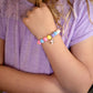 Cross Enamel Pink Charm on Colorful Beaded Stretch Bracelet