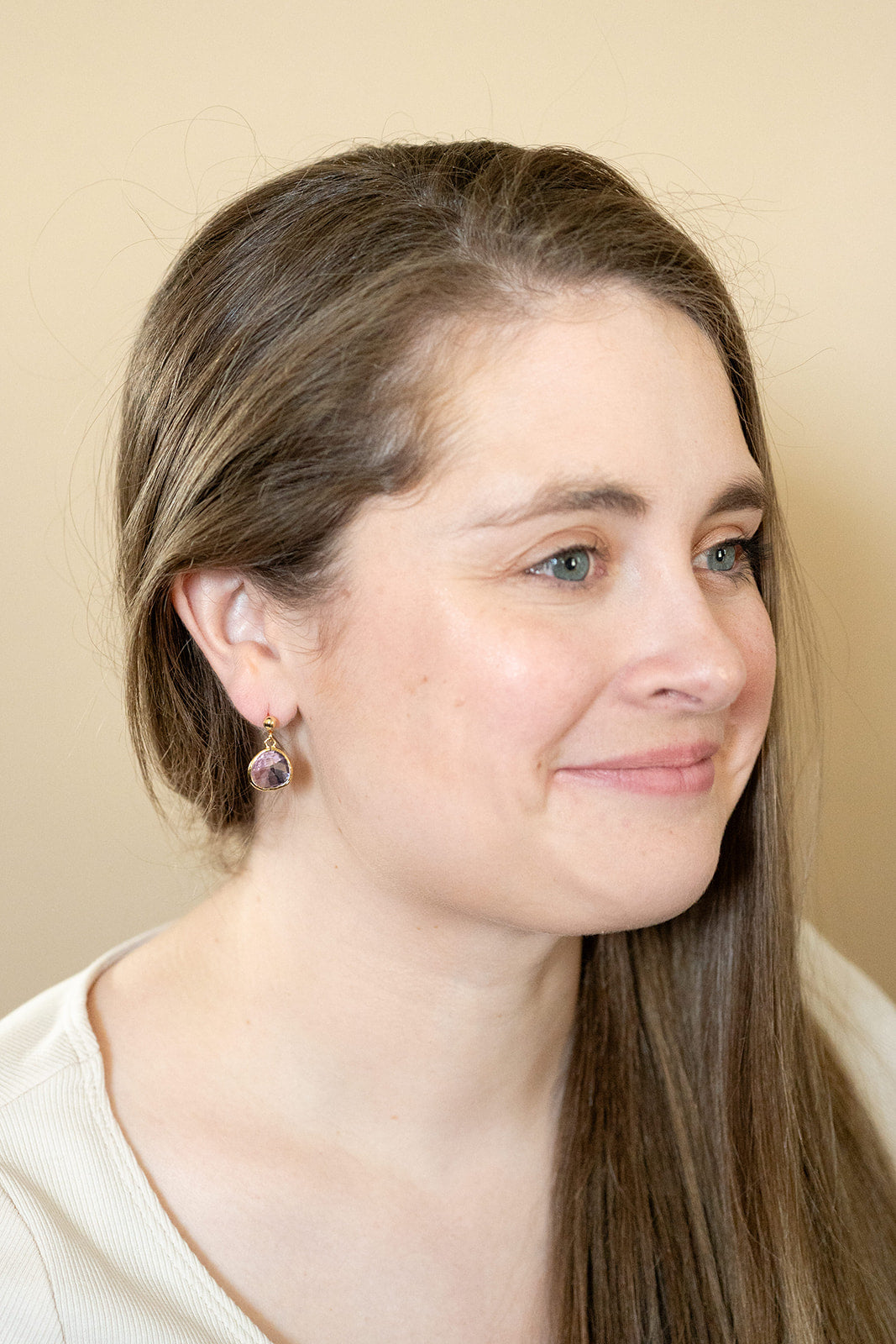 Glass Teardrop Gemstone Post Earrings – 14K Yellow Gold Filled or Sterling Silver with Butterfly Back