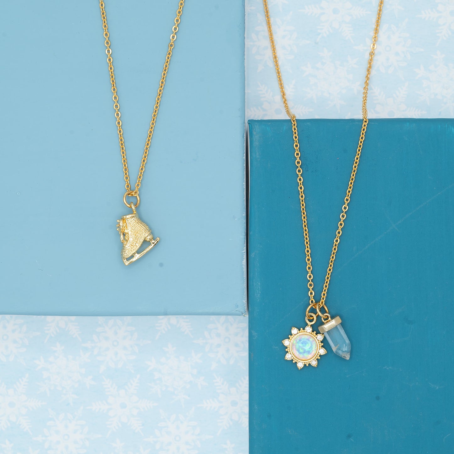 Ice Skate Charm Necklace 14k Gold or Sterling Silver Gift