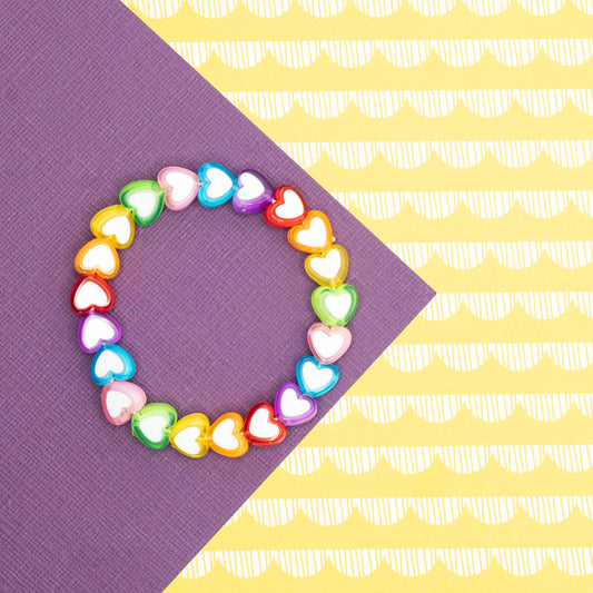 Rainbow Heart Stretch Bracelet – Kids & Tween Gift Jewelry