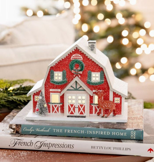 Reindeer Barn Christmas Village Home Decor Putz Inspired