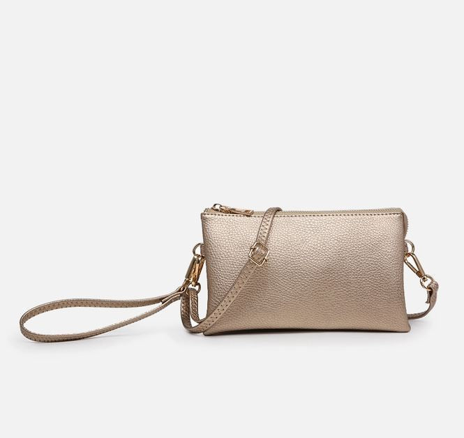 10 Colors Faux Leather Riley Monogrammable 3 Compartment Crossbody and Wristlet