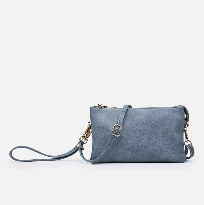 10 Colors Faux Leather Riley Monogrammable 3 Compartment Crossbody and Wristlet