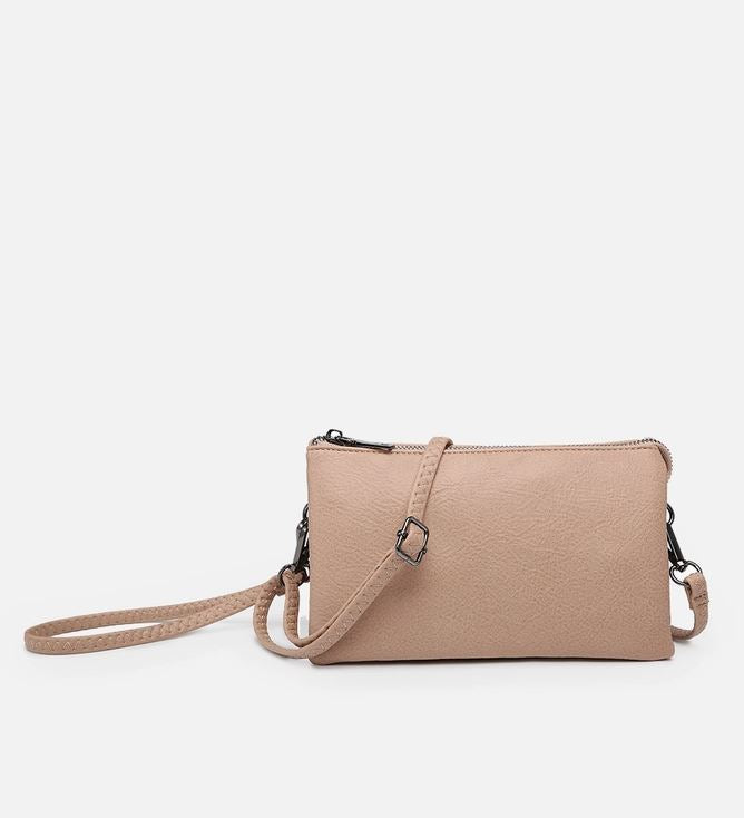 10 Colors Faux Leather Riley Monogrammable 3 Compartment Crossbody and Wristlet