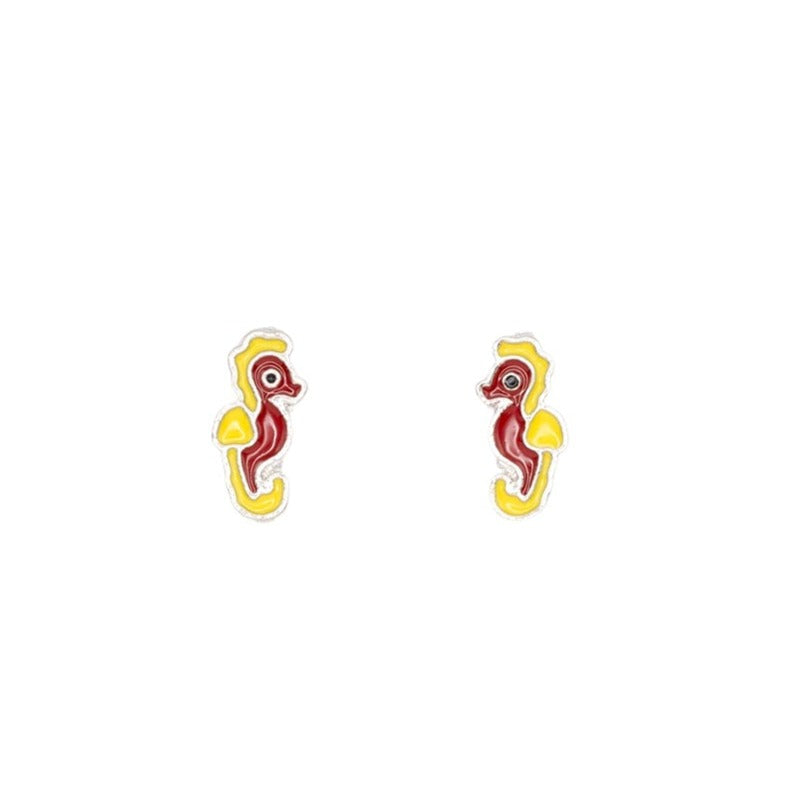 Seahorse Enamel Post Stud Earring Children's Jewelry