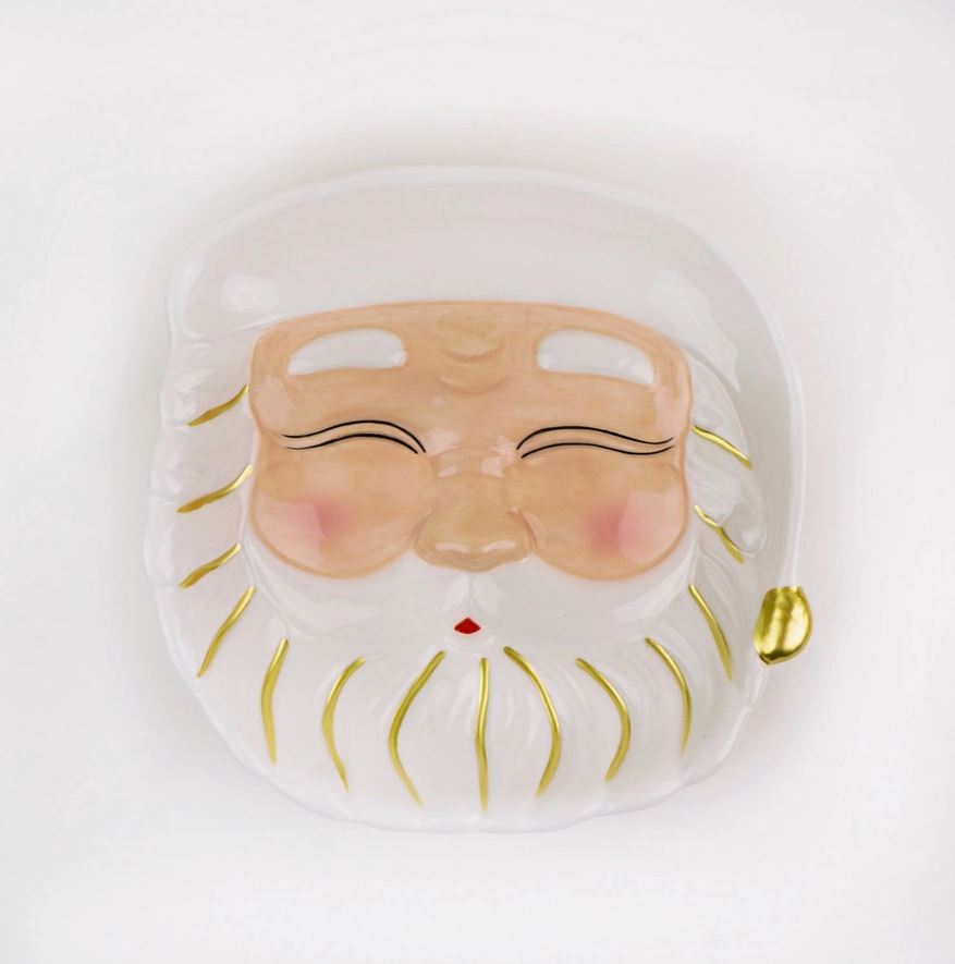 Santa Holiday Dessert Plate – Festive Ceramic Christmas Serving Dish