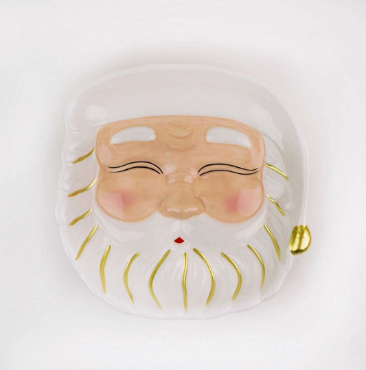 Santa Holiday Dessert Plate – Festive Ceramic Christmas Serving Dish