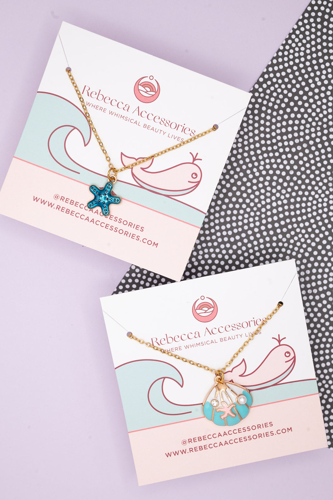 Enamel Shell with Starfish and Pearl Charm Necklace Children
