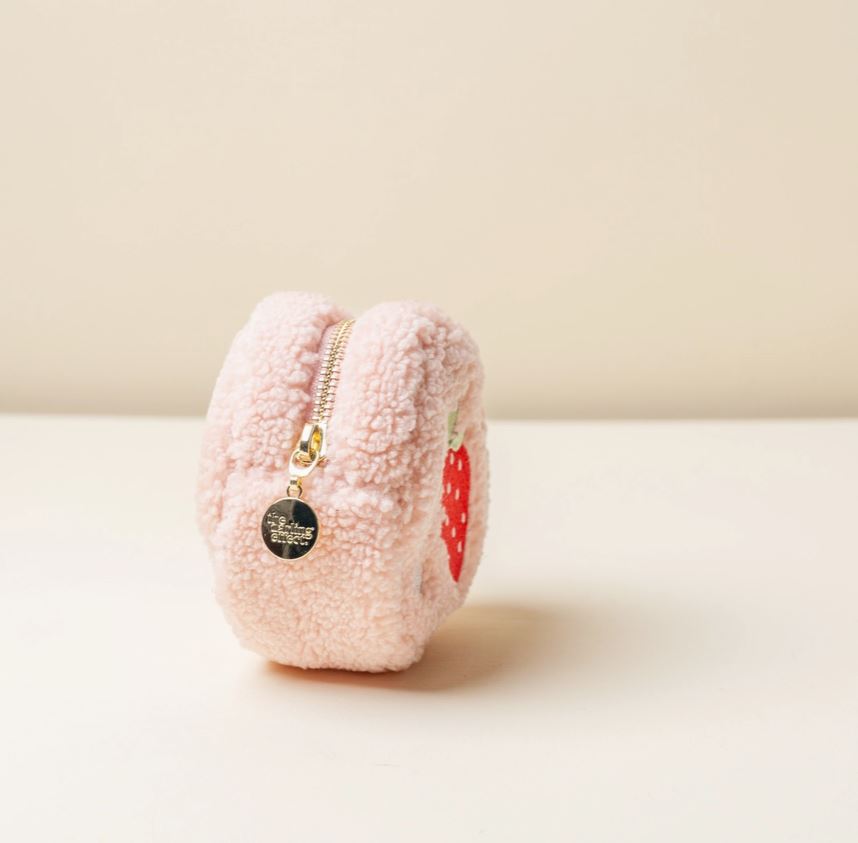 Strawberry Teddy Circle Zipper Pouch